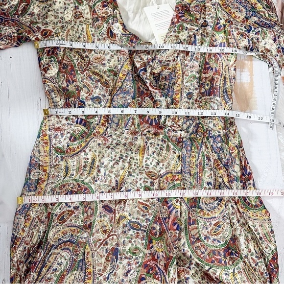 Sézane Paula Metallic Shimmer Silk Midi Dress Paisley Size US 2 - Picture 14 of 15